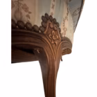 Canapea vintage / anticar din lemn masiv cu tapițerie din mătase dungată și imprimeu floral, stil clasic Louis XV / Ludovic al XV-lea Articole de colecție