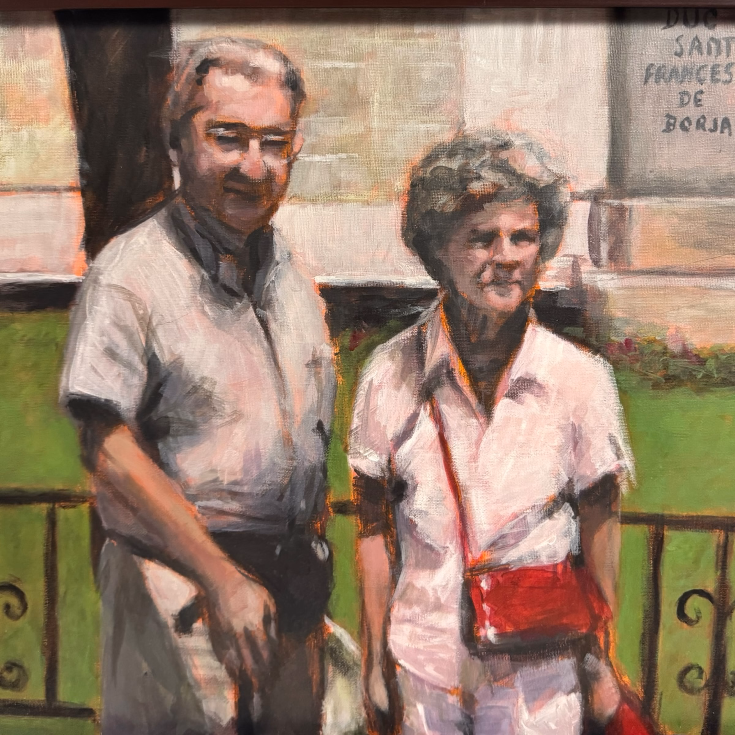 Pictură în Ulei pe Pânză – Portret de Familie în Peisaj Urban / „Duc Sant Francesc de Borja” Tablouri