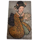 Tablou Vintage din Mozaic de Pietricele – „Geișă cu Evantai”, Artă Reliefată, 1960-1970 Decoratiuni
