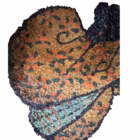 Tablou Vintage din Mozaic de Pietricele – „Geișă cu Evantai”, Artă Reliefată, 1960-1970 Decoratiuni