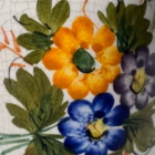 Vază vintage din ceramică pictată manual cu flori – V. Bassano, Italia, cca. 1970–1980 Vaze