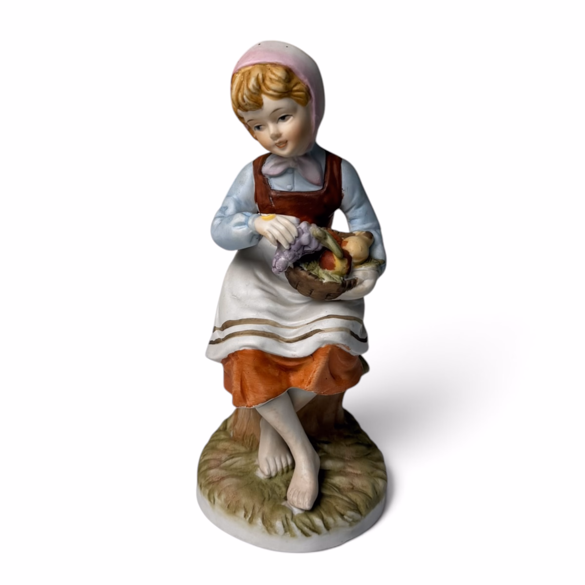 Bibelou Porțelan Capodimonte – Fetiță cu Coș de Fructe (Stil Vintage Capodimonte) Bibelouri