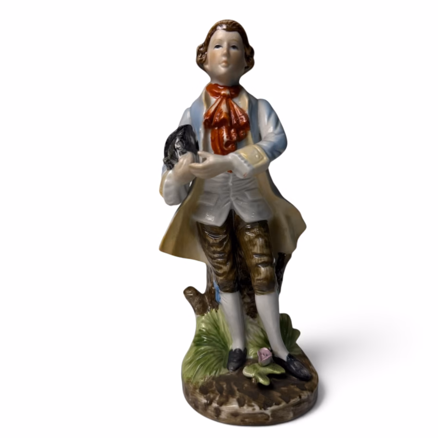 Bibelou Antific / Vintage din Porțelan Fine Arts – Tânăr Nobil în Stil Capodimonte / Rococo