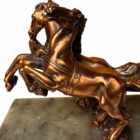 Statuetă vintage car de luptă roman cu doi cai în cabraj Statuete