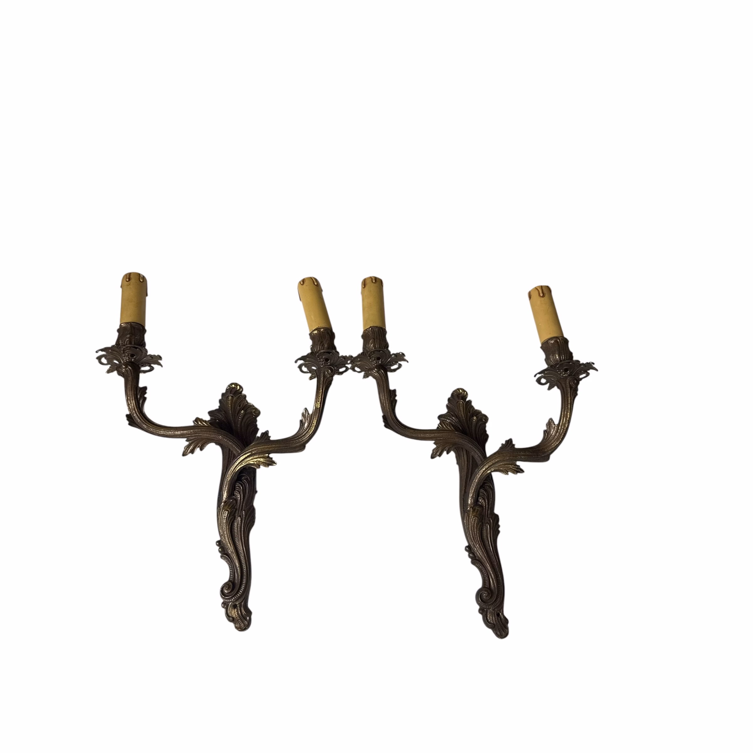 Pereche Aplice Vintage din Bronz – Stil Rococo / Ludovic al XV-lea Aplice