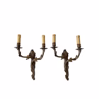Pereche Aplice Vintage din Bronz – Stil Rococo / Ludovic al XV-lea Aplice