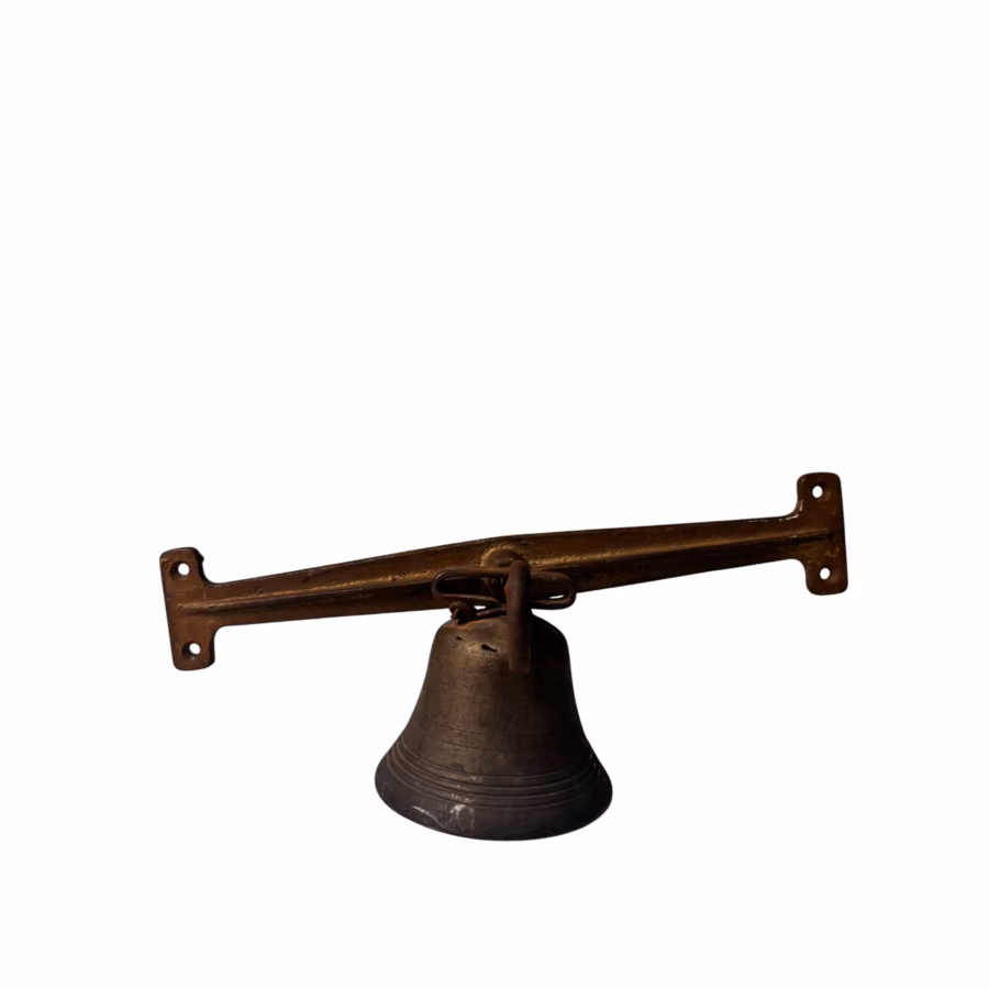 Clopot de perete/ușă din bronz și fier forjat – Clopot de intrare vintage