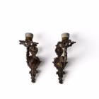 Pereche Aplice Vintage din Bronz Turnat – Stil Rococo / Ludovic al XV-lea Aplice