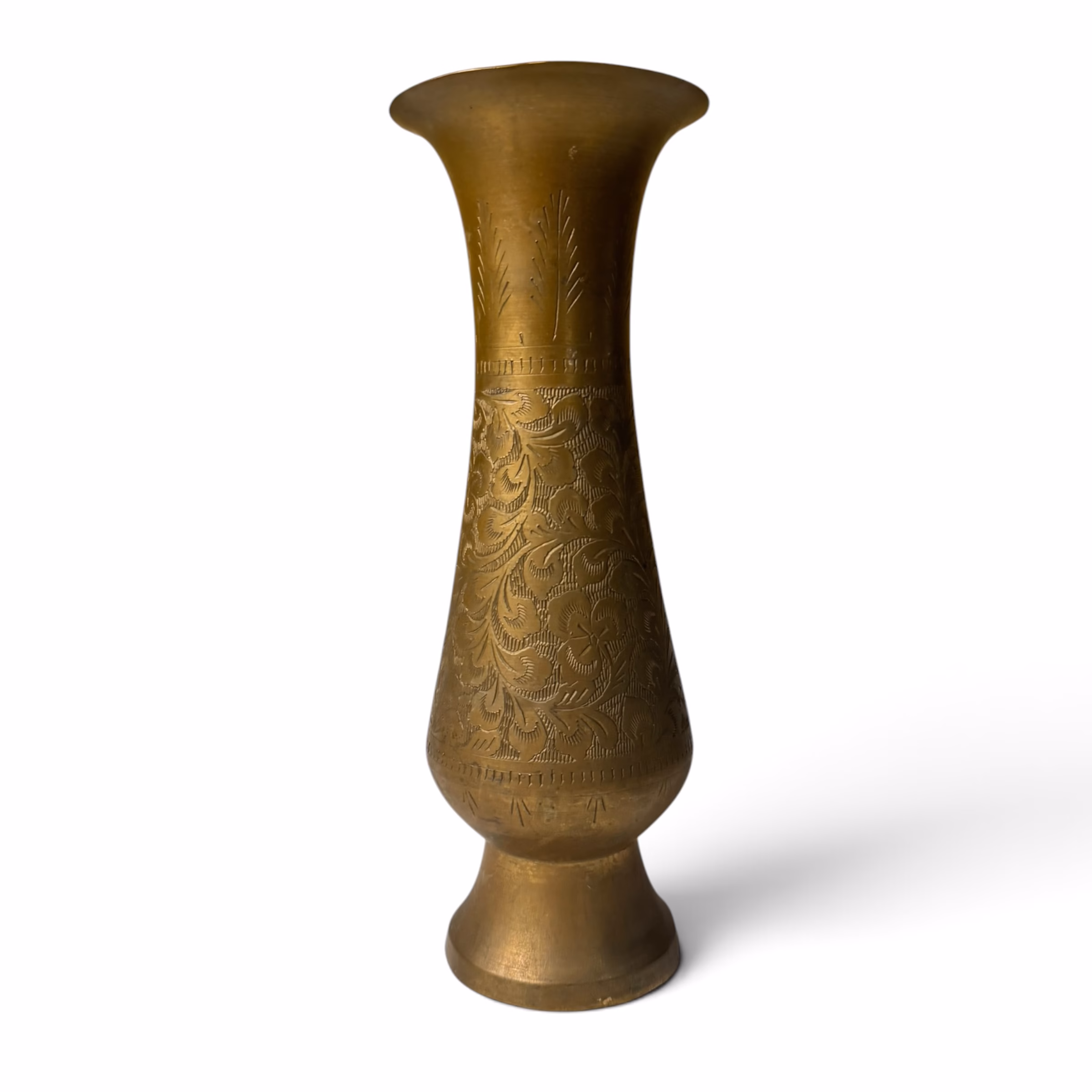 Vază Vintage din Alamă Gravată Manual – Obiect Decorativ Oriental Vaze