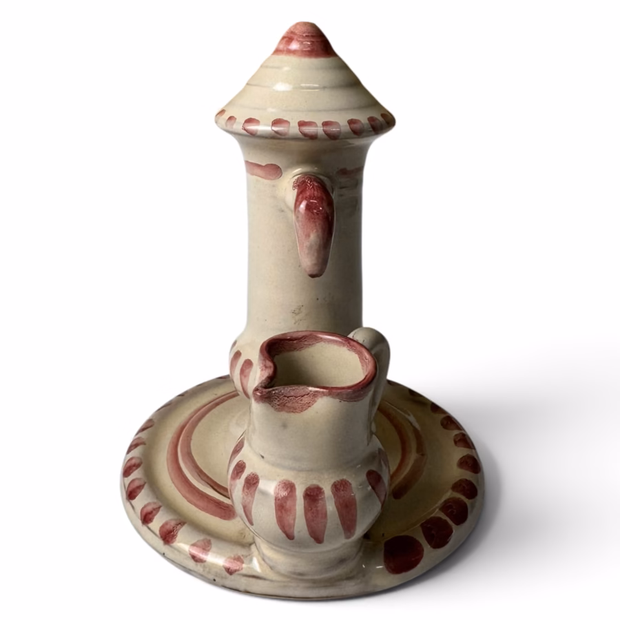 Decorativ Vintage-Pompă / Fântână Rustică din Ceramică cu Ulcior –Pictat Manual
