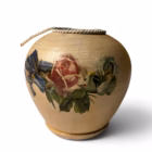 Vază Decorativă Vintage cu Decoupage Flori și Efect Craquelé / Șnur Textil Vaze
