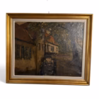 Peisaj rural nocturn cu casă veche – Pictură în ulei pe pânză pictat Manual, Belgia (cca. 1920–1940) Tablouri