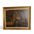 Peisaj rural nocturn cu casă veche – Pictură în ulei pe pânză pictat Manual, Belgia (cca. 1920–1940) Tablouri