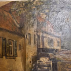 Peisaj rural nocturn cu casă veche – Pictură în ulei pe pânză pictat Manual, Belgia (cca. 1920–1940) Tablouri