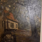Peisaj rural nocturn cu casă veche – Pictură în ulei pe pânză pictat Manual, Belgia (cca. 1920–1940) Tablouri