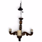 Lustră Antică din Lemn Sculptat Manual cu Trei Brațe și Imitație Lumânări (Secolul XX) Lustre