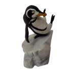 Statuetă / Bibelou vintage din porțelan Pinguin pe un sloi pe Gheață „Whoops!” – The Franklin Mint, 1985 Bibelouri