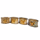 Set de 4 Inele Vintage pentru Șervețele, Metal Argintat cu Fundiță Aurie Decoratiuni Magazin de mobila decoratiuni si corpuri de iluminat vintage Set de 4 Inele Vintage pentru Șervețele, Metal Argintat cu Fundiță Aurie Decoratiuni